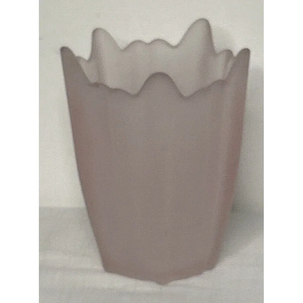 PINK SATIN Viking Art Glass Fan Swung Vase 7.75